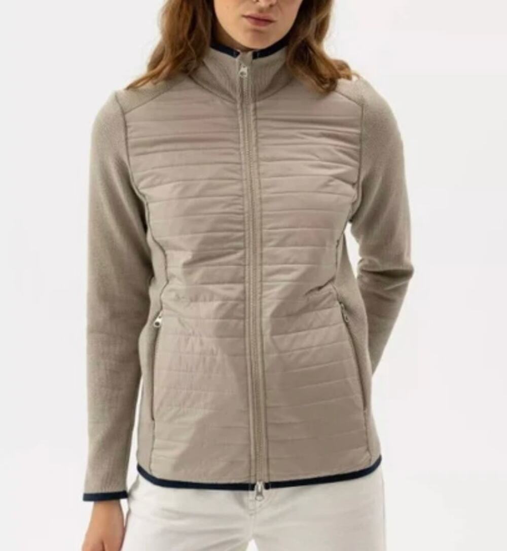 Holebrook Sweden Mimmi Knitted Windproof Full Zip Jacket Feather Tan Medium